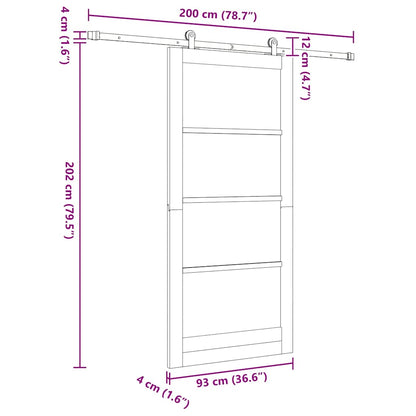 Sliding Door Set Manual White and black 36.6 x 79.5 in