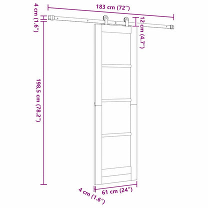 Sliding Door Set White 24 x 78.2 in Solid pine wood and steel