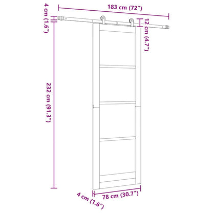 Sliding Door Set White 30.7 x 91.3 in Solid pine wood and steel