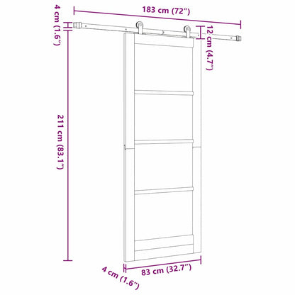 Sliding Door Set White 32.7 x 83.1 in Solid pine wood and steel