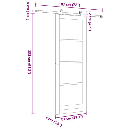 Sliding Door Set White 32.7 x 91.4 in Solid pine wood and steel