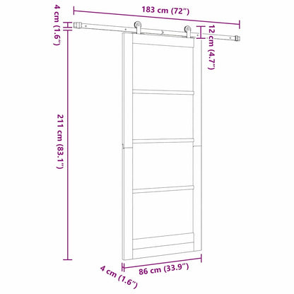 Sliding Door Set White 33.9 x 83.1 in Solid pine wood and steel