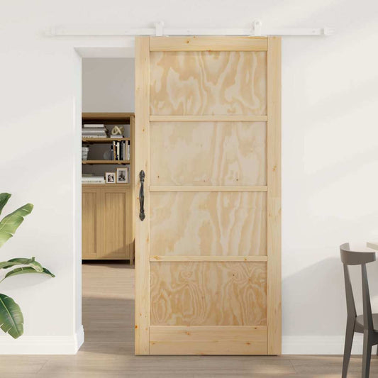 Sliding Door Set Manual Natural and white 36.6 x 79.5 in