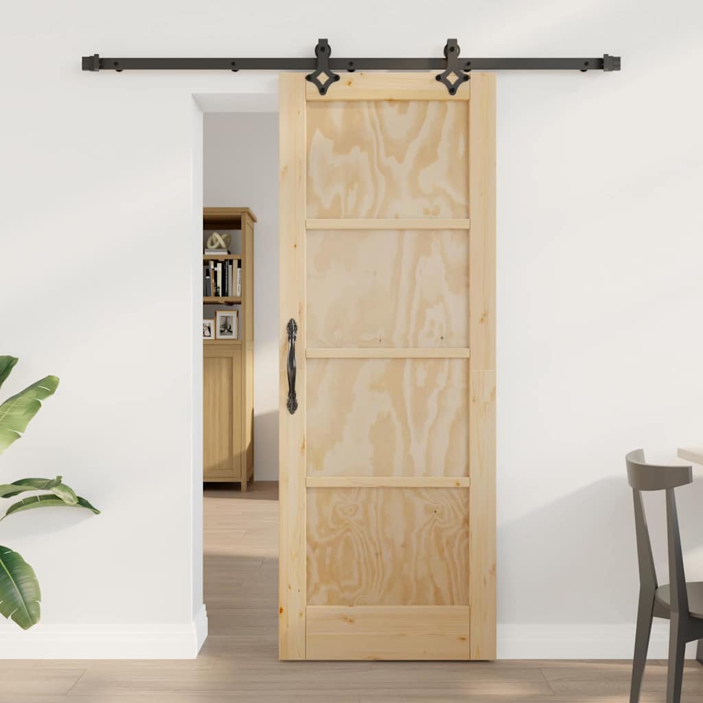 Sliding Door Natural and Black 28.94 x 78.15 in