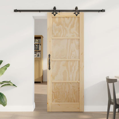 Sliding Door Natural and Black 28.94 x 78.15 in