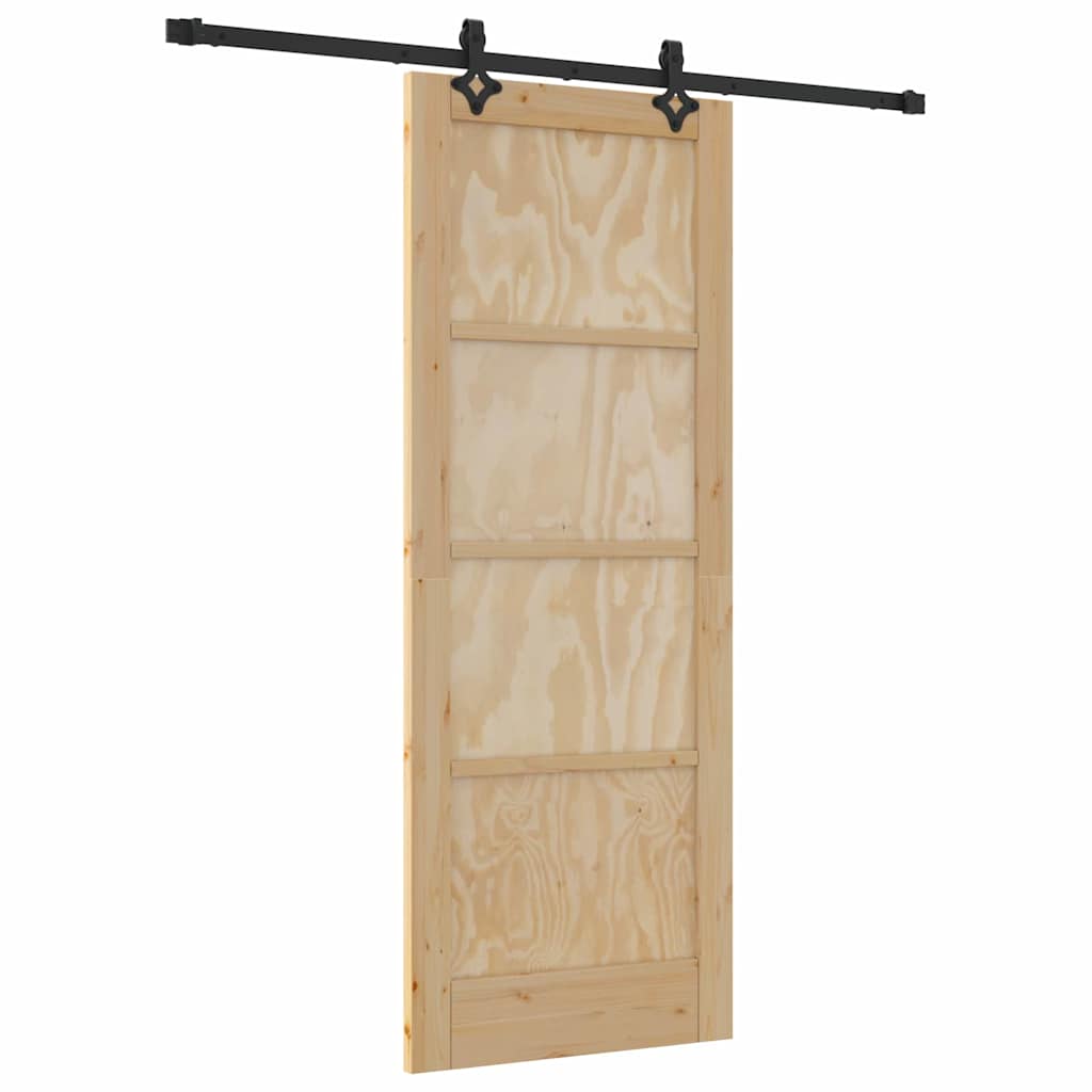 Sliding Door Natural and Black 30.71 x 79.53 in