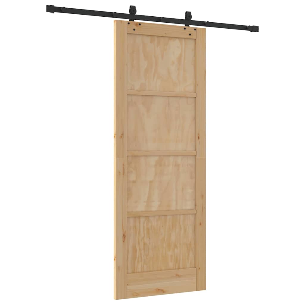 Sliding Door Natural and Black 30.71 x 79.53 in