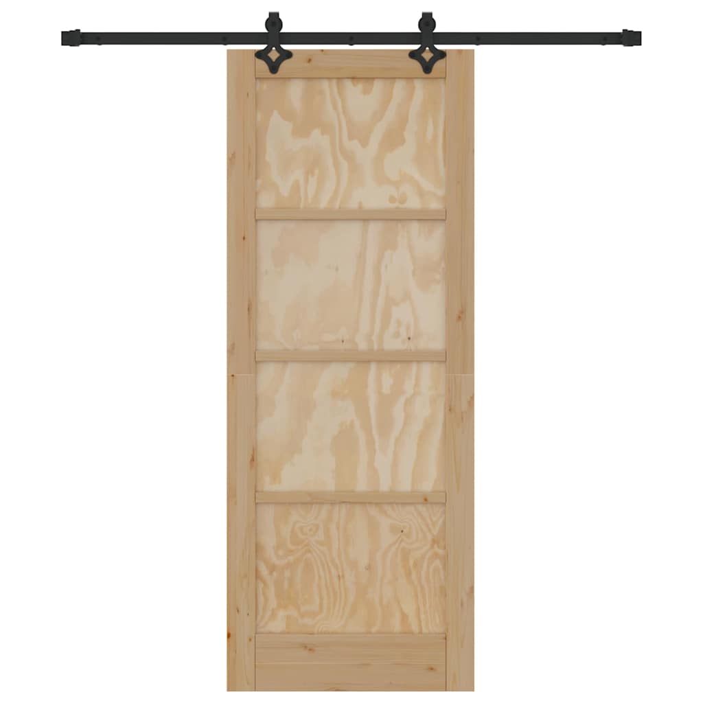 Sliding Door Natural and Black 30.71 x 79.53 in