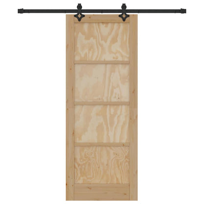Sliding Door Natural and Black 30.71 x 79.53 in
