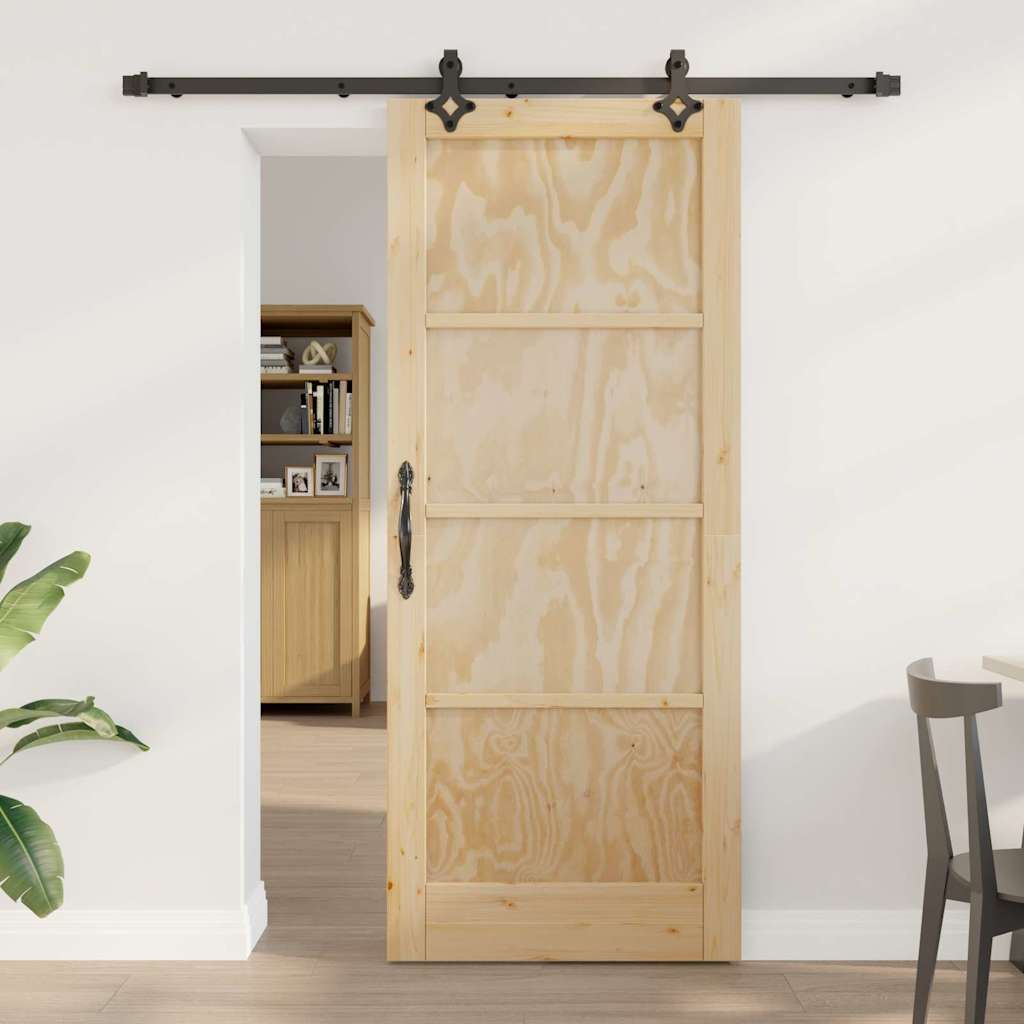 Sliding Door Natural and Black 32.68 x 79.53 in