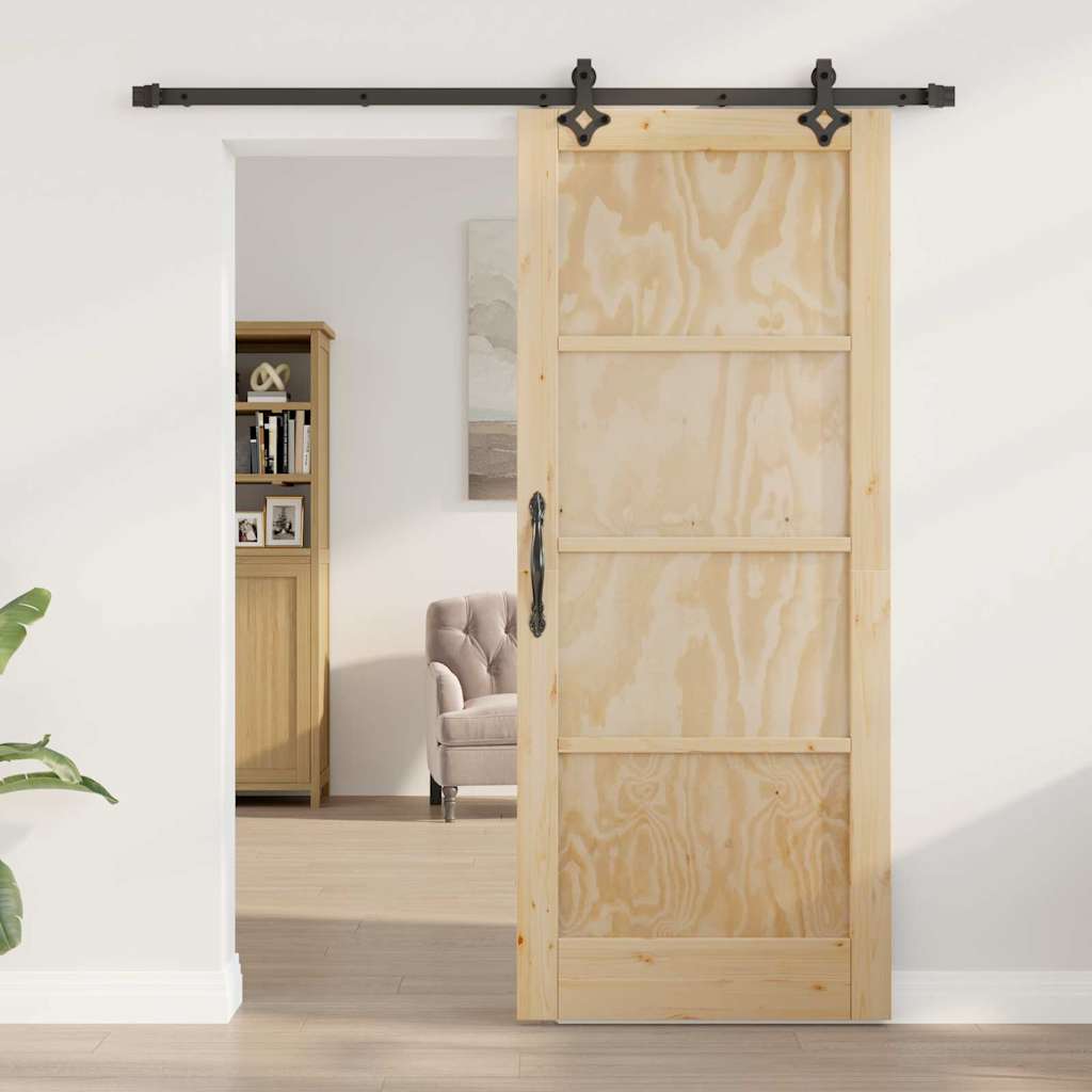 Sliding Door Natural and Black 32.68 x 79.53 in