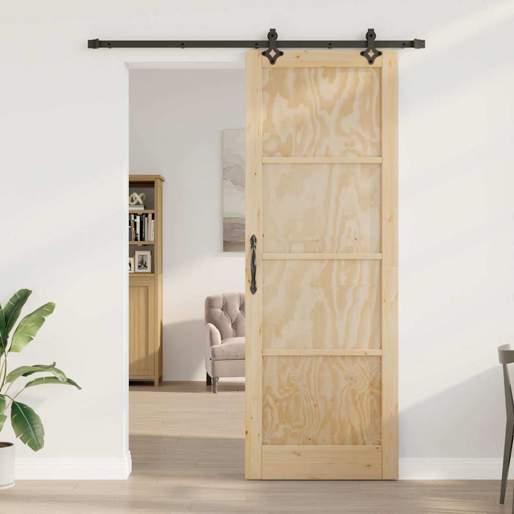 Sliding Door Natural and Black 32.68 x 91.34 in