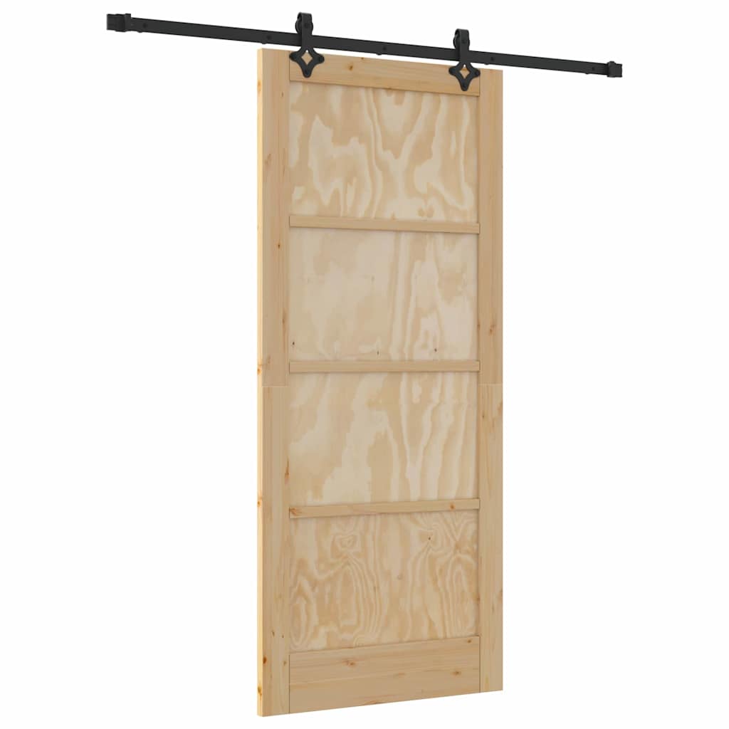 Sliding Door Natural and Black 33.86 x 78.15 in