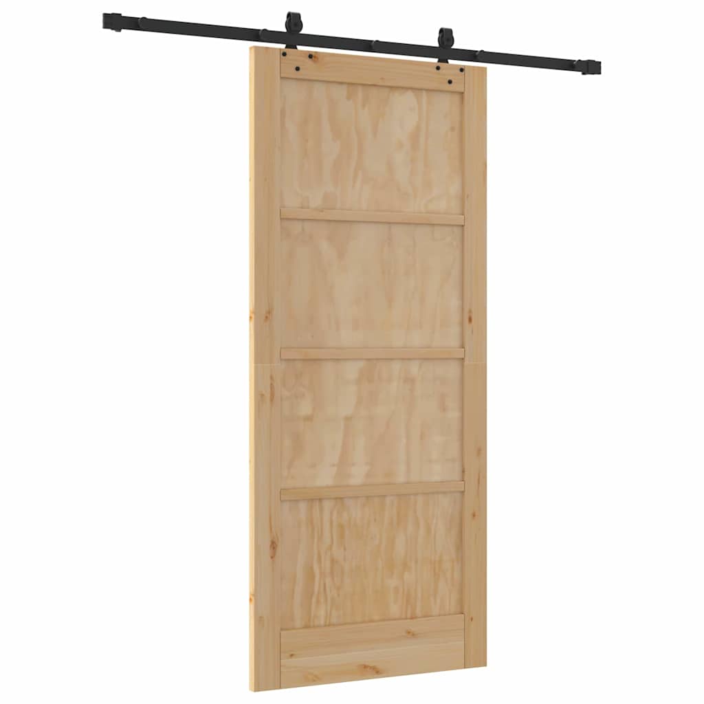 Sliding Door Natural and Black 33.86 x 78.15 in