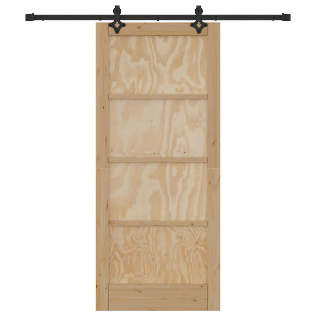 Sliding Door Natural and Black 33.86 x 78.15 in
