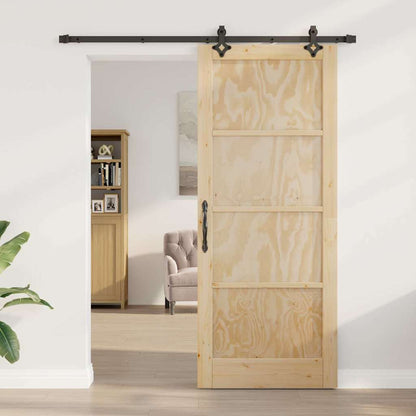 Sliding Door Natural and Black 33.86 x 83.07 in