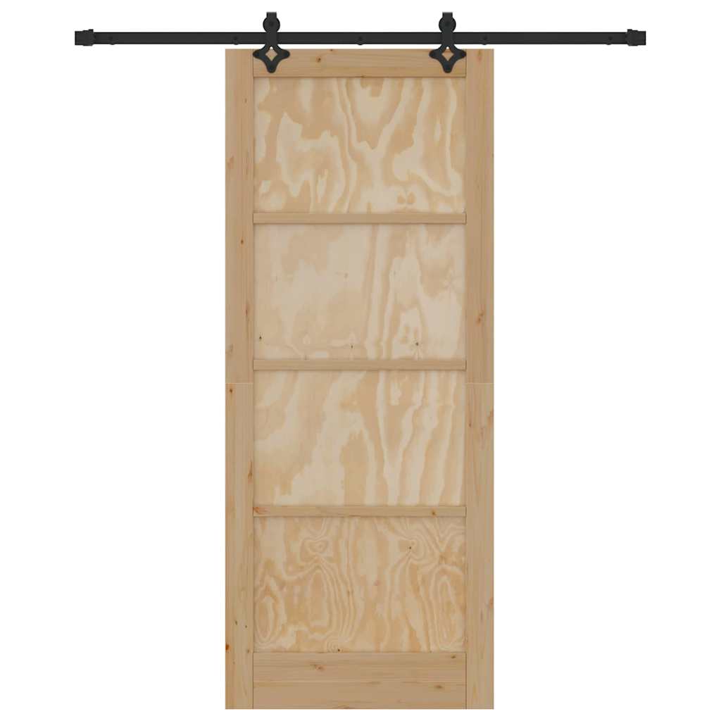 Sliding Door Natural and Black 33.86 x 83.07 in
