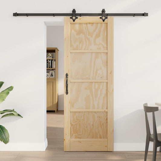 Sliding Door Natural and Black 28.94 x 78.15 in
