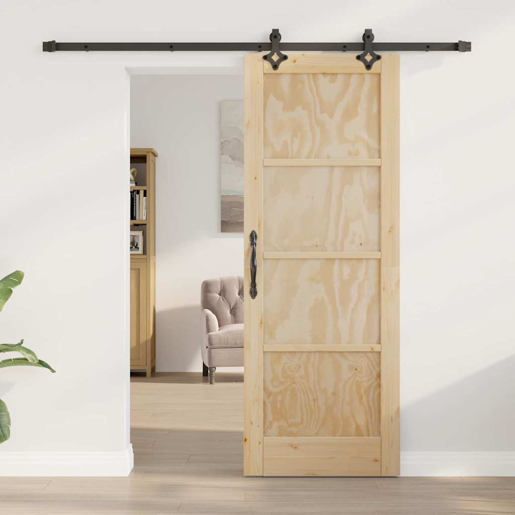 Sliding Door Natural and Black 28.94 x 78.15 in