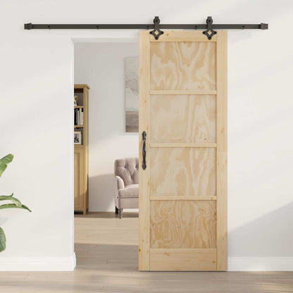 Sliding Door Natural and Black 28.94 x 78.15 in