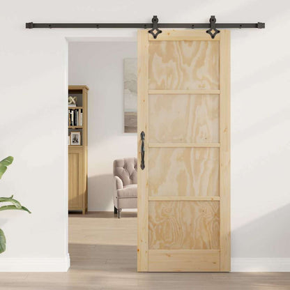 Sliding Door Natural and Black 30.71 x 79.53 in