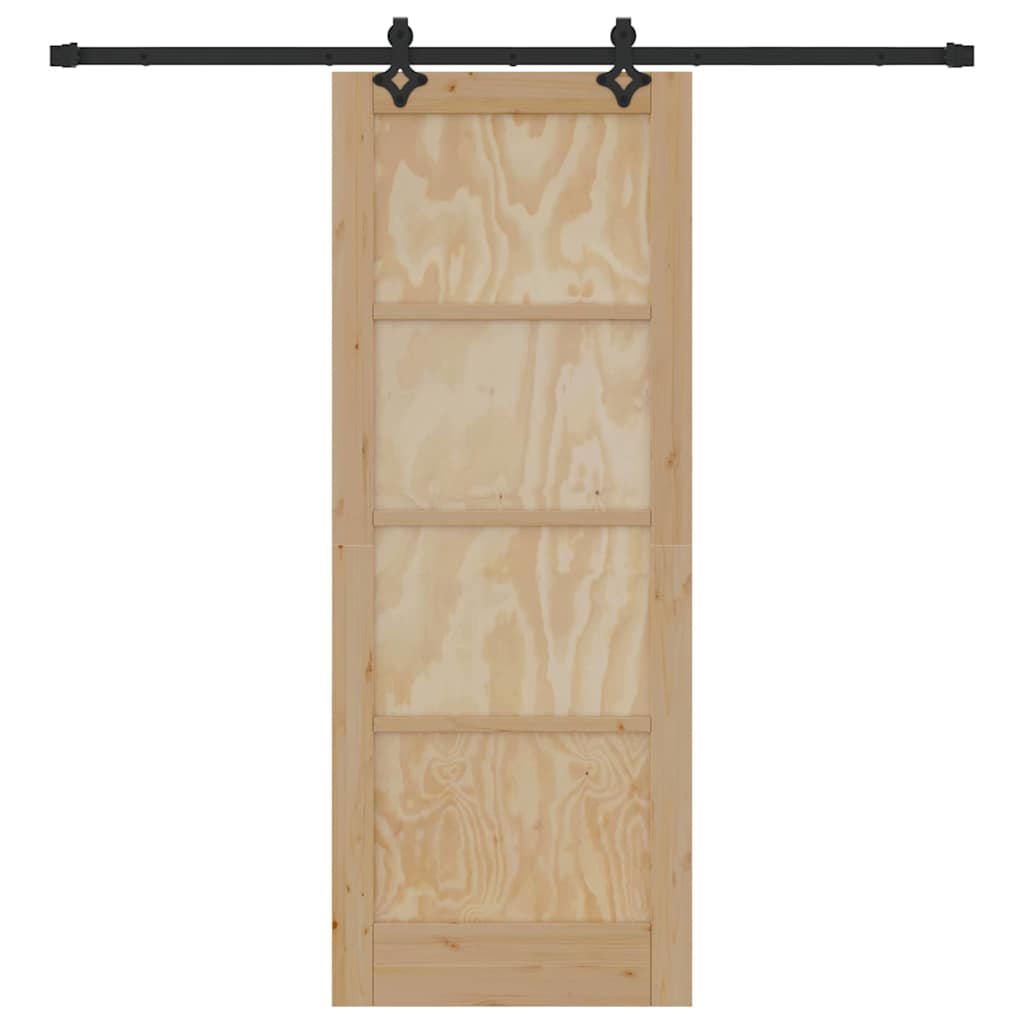 Sliding Door Natural and Black 30.71 x 79.53 in