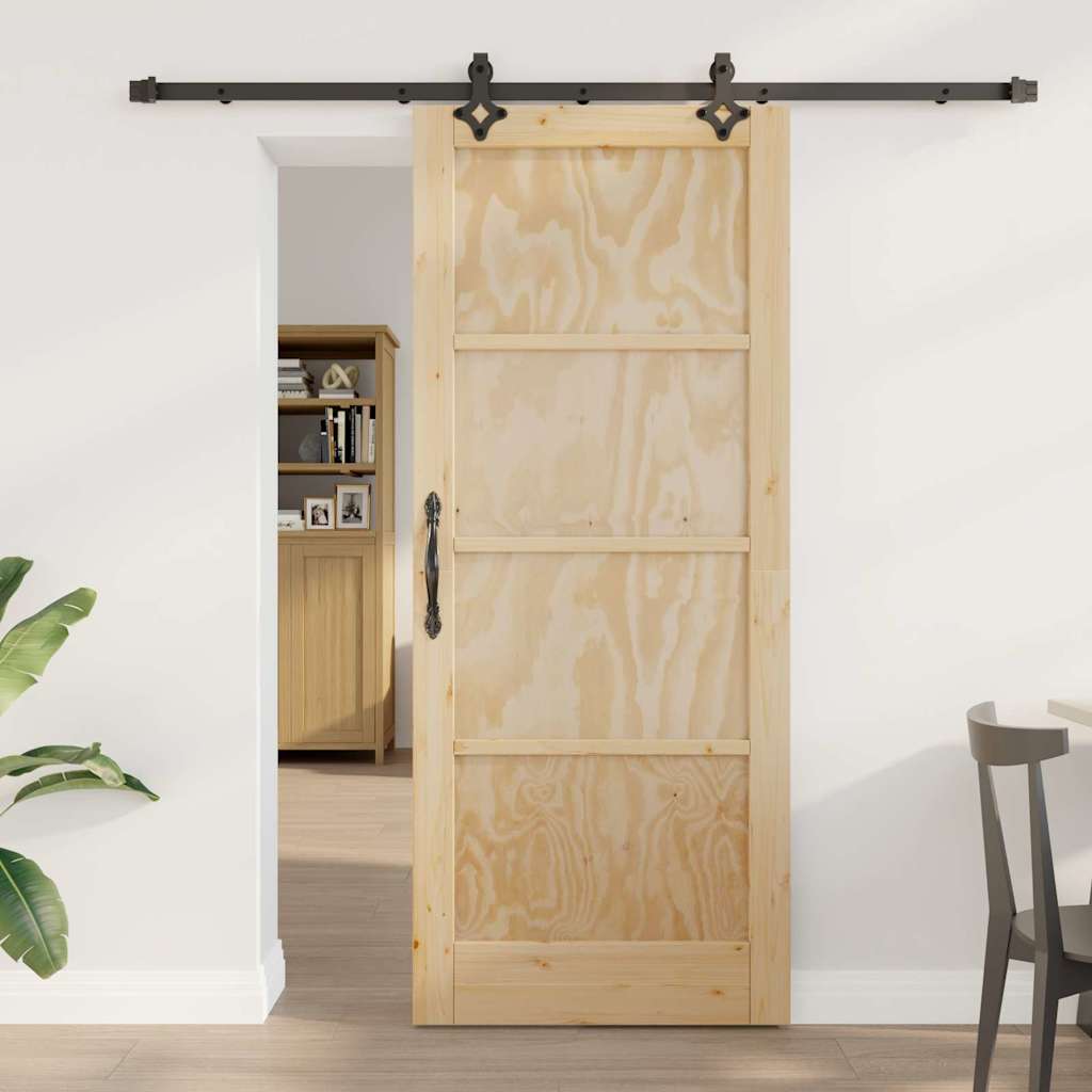 Sliding Door Natural and Black 32.68 x 79.53 in