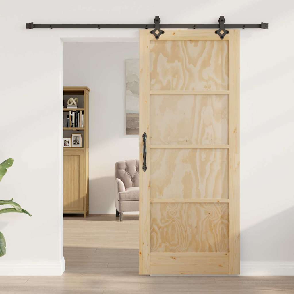 Sliding Door Natural and Black 32.68 x 79.53 in