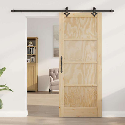 Sliding Door Natural and Black 32.68 x 79.53 in