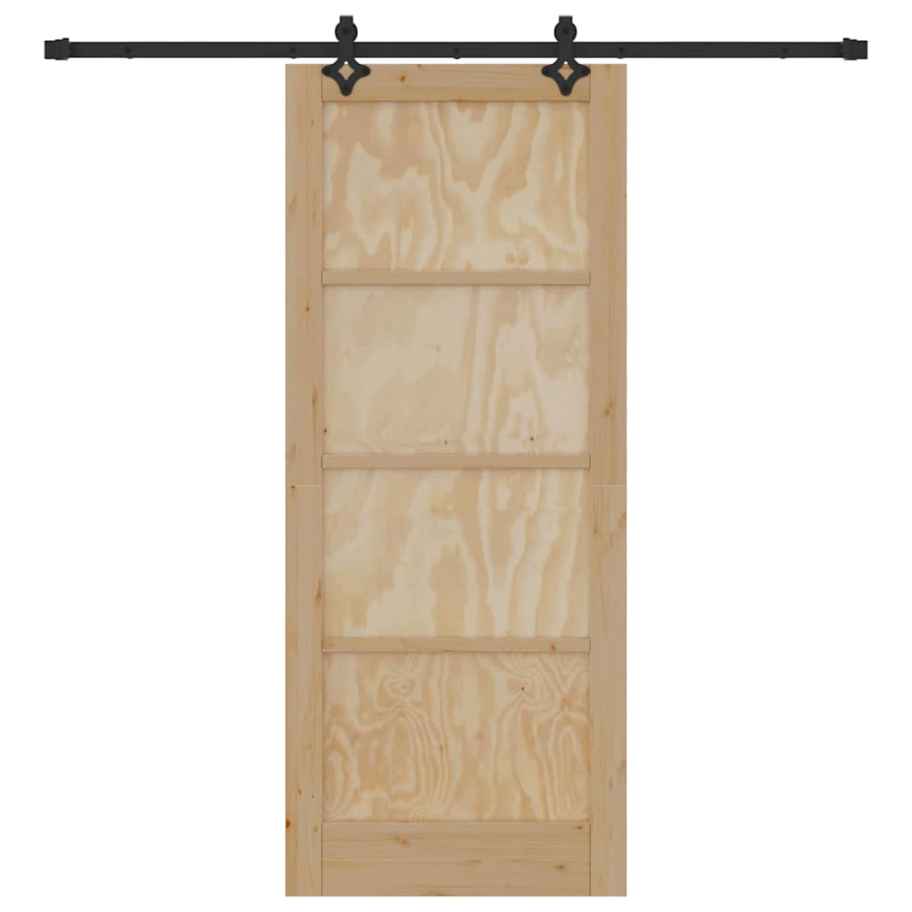 Sliding Door Natural and Black 32.68 x 79.53 in