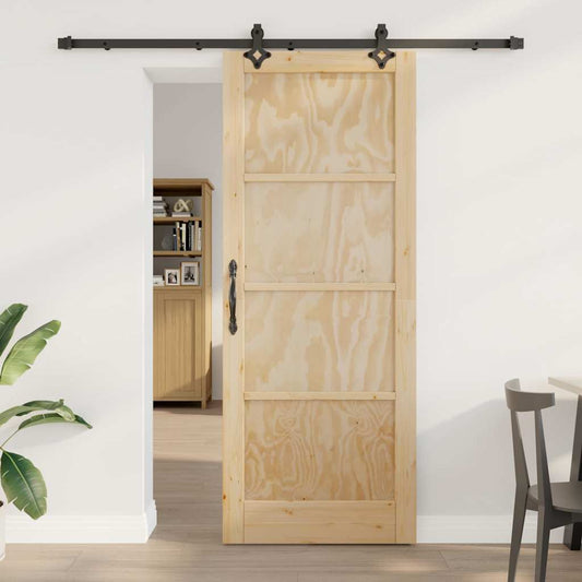 Sliding Door Natural and Black 32.68 x 83.07 in