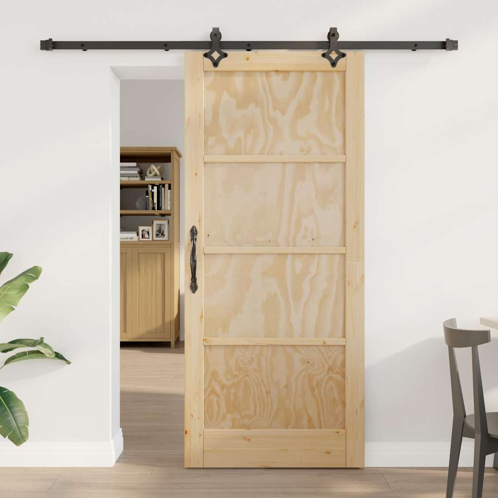 Sliding Door Natural and Black 33.86 x 78.15 in