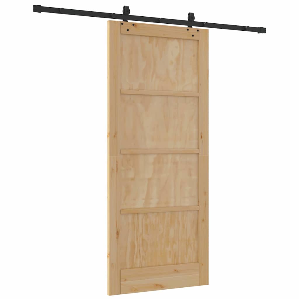 Sliding Door Natural and Black 33.86 x 78.15 in