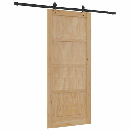 Sliding Door Natural and Black 33.86 x 78.15 in