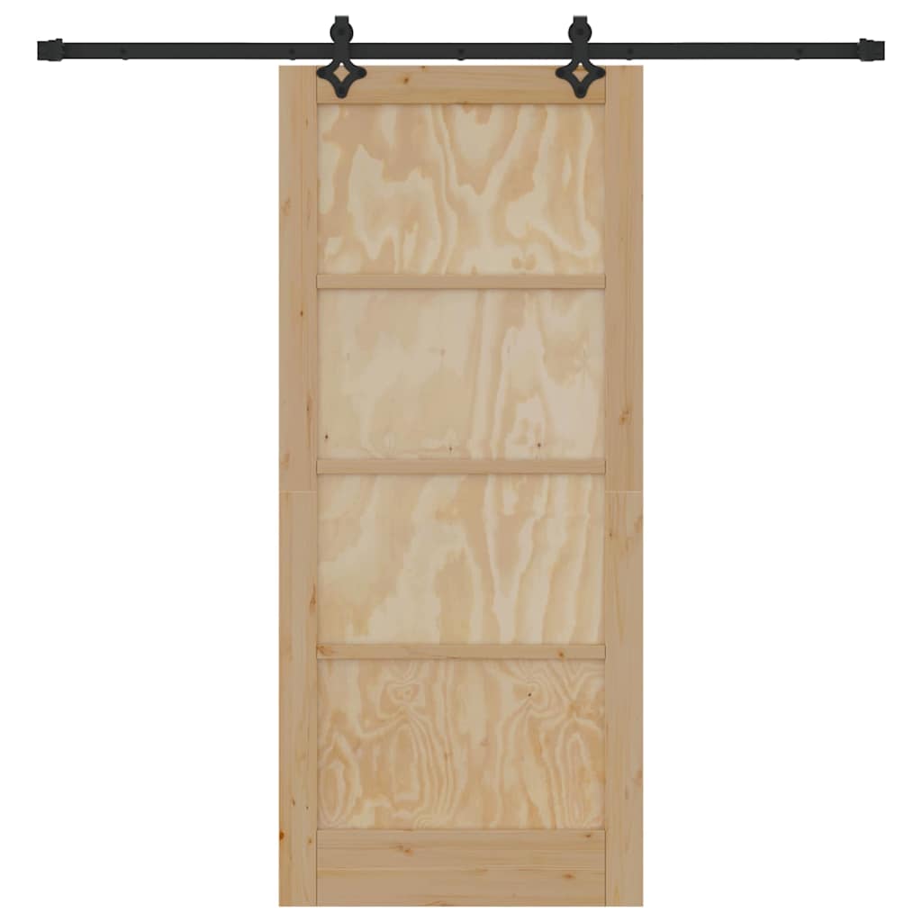 Sliding Door Natural and Black 33.86 x 78.15 in