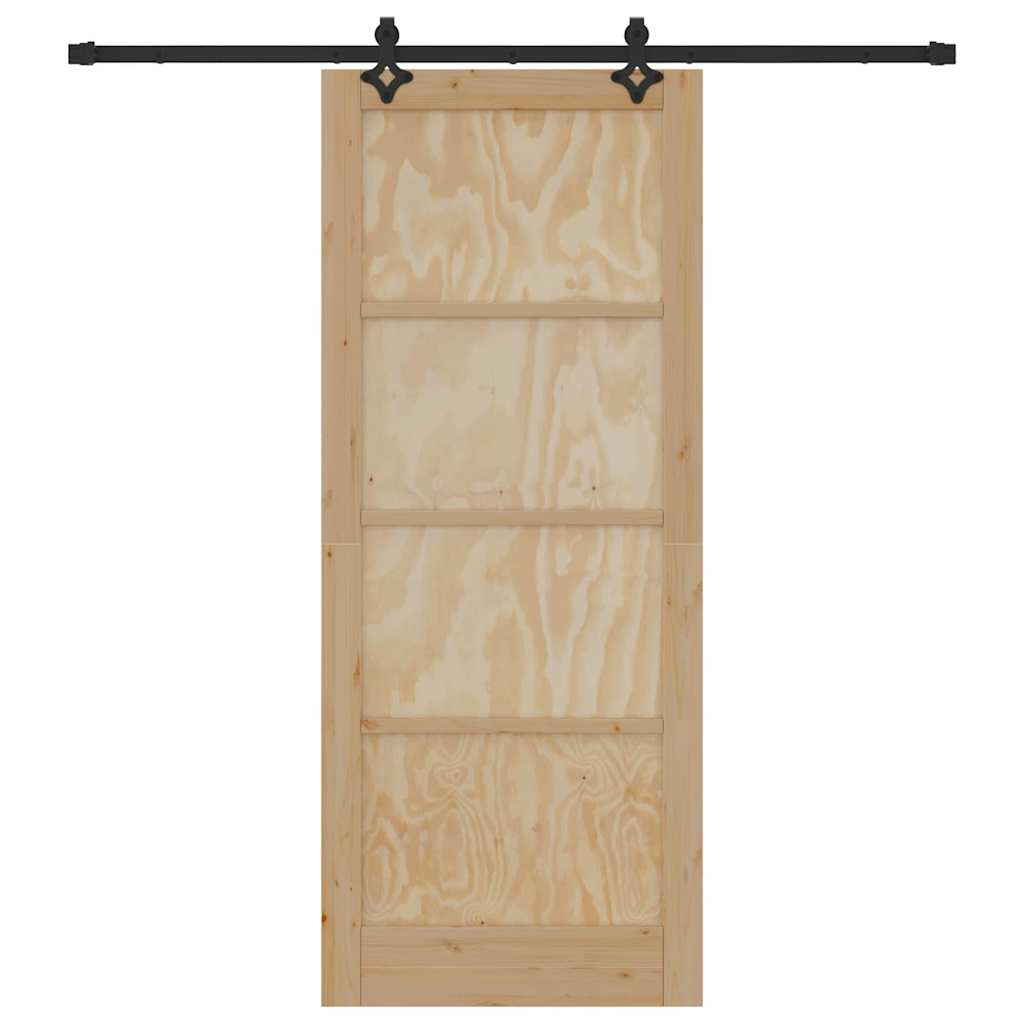 Sliding Door Natural and Black 33.86 x 83.07 in