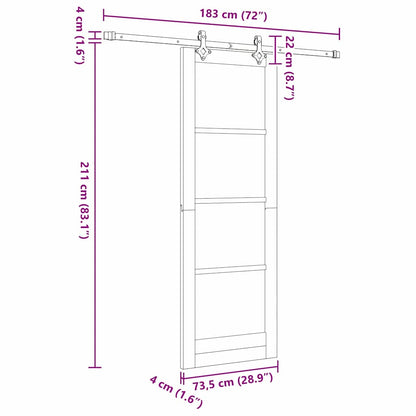 Sliding Door White 28.9 x 83.1 in Solid pine wood and steel