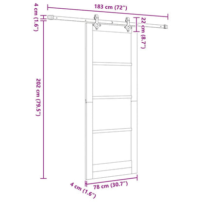 Sliding Door White 30.7 x 79.5 in Solid pine wood and steel