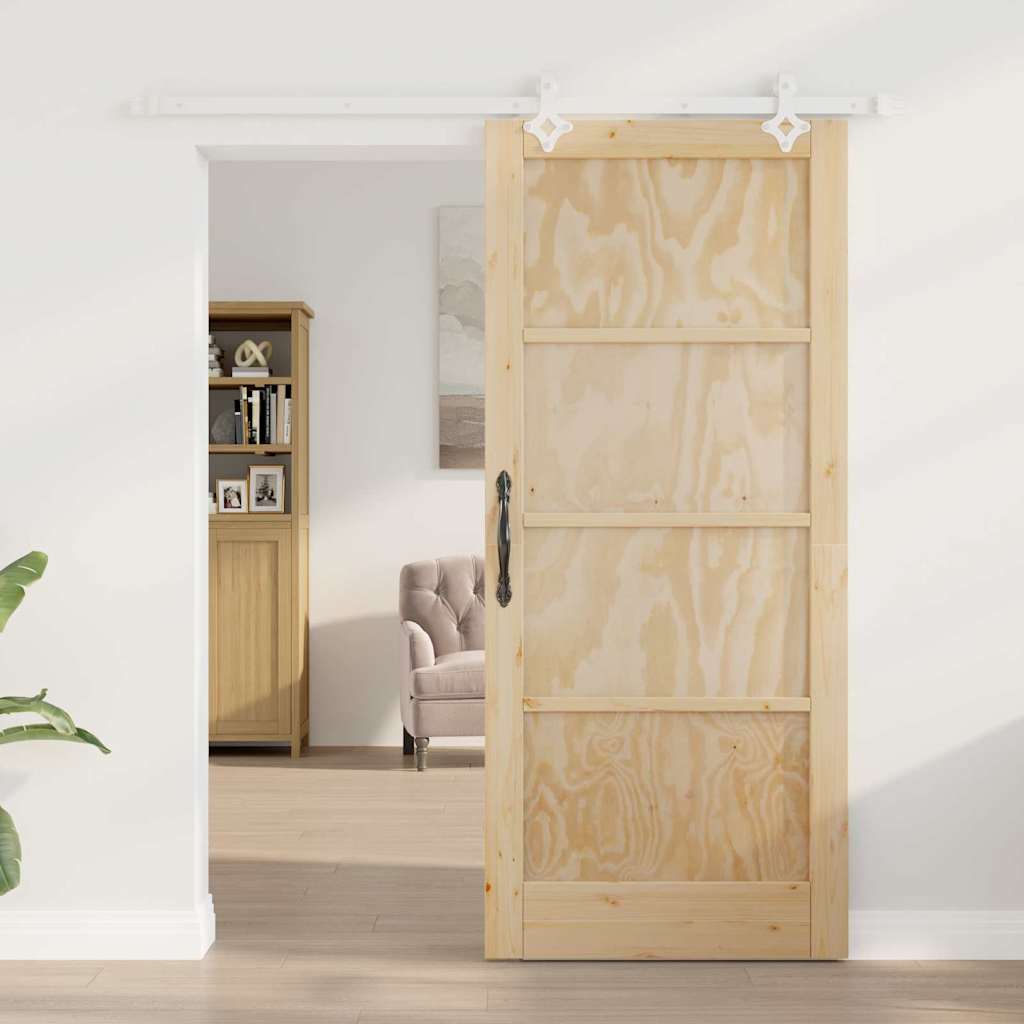 Sliding Door Natural and white 33.86 x 78.15 in