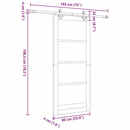 Sliding Door Natural and white 33.86 x 78.15 in