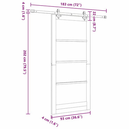 Sliding Door White 36.6 x 79.5 in Solid pine wood and steel