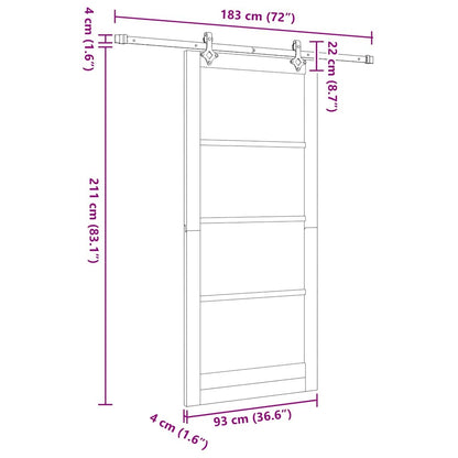 Sliding Door White 36.6 x 83.1 in Solid pine wood and steel