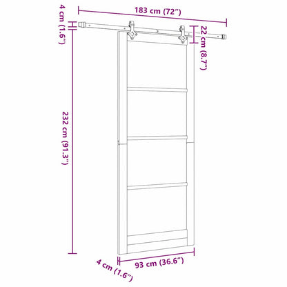 Sliding Door White 36.6 x 91.3 in Solid pine wood and steel