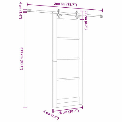 Sliding Door White 30.7 x 83.1 in Solid pine wood and steel