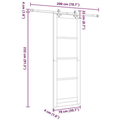 Sliding Door White 30.7 x 91.3 in Solid pine wood and steel
