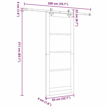 Sliding Door White 32.7 x 83.1 in Solid pine wood and steel