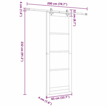 Sliding Door White 32.7 x 91.4 in Solid pine wood and steel