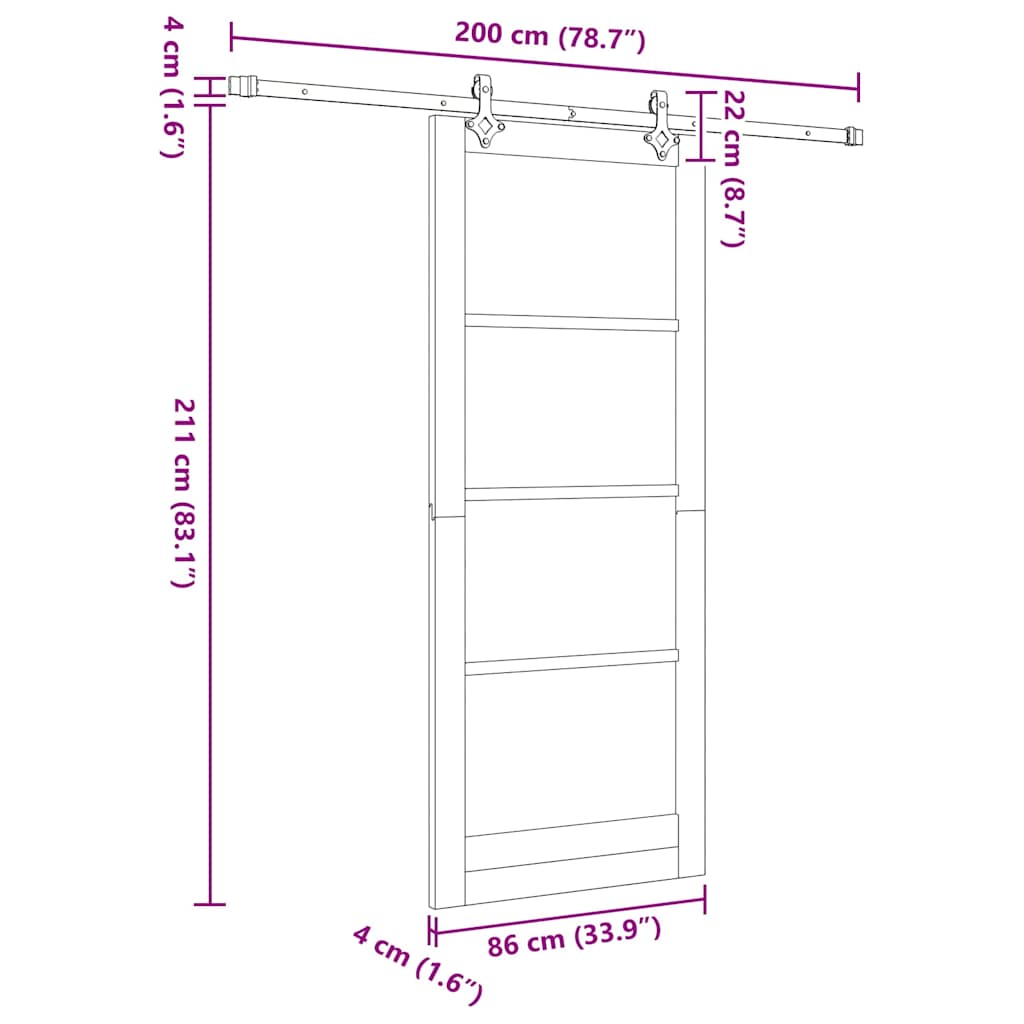 Sliding Door Natural and white 33.86 x 83.07 in