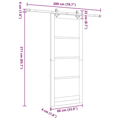 Sliding Door White 33.9 x 83.1 in Solid pine wood and steel