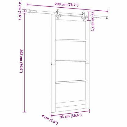 Sliding Door White 36.6 x 79.5 in Solid pine wood and steel